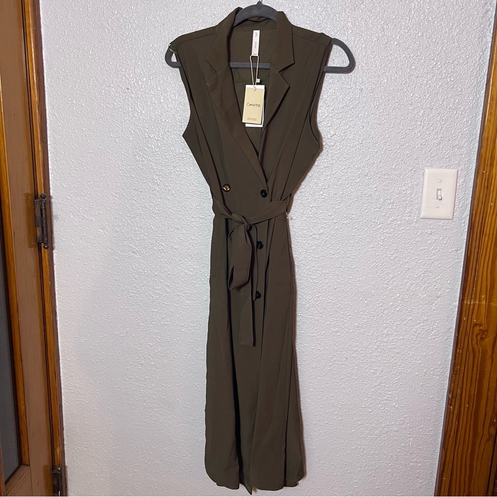 MNG Olive Double-Breasted Midi Dress